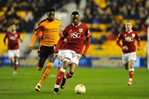 Images Dated 8th March 2016: Jonathan Kodjia Threatens Wolves in Sky Bet Championship Clash at Molineux Stadium