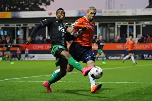 Luton Town V Bristol City Prints: Jonathan Kodjia vs Steve McNulty: Battle for the Ball - Luton Town vs Bristol City, 2015