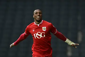 Framed Print : Jonathan Kodjia's Brace: Bristol City Takes 2-0 Lead over Milton Keynes Dons (2016)