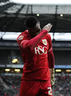 Framed Print : Jonathan Kodjia's Double Strike and Dab Dance: Milton Keynes Dons vs. Bristol City, 2016