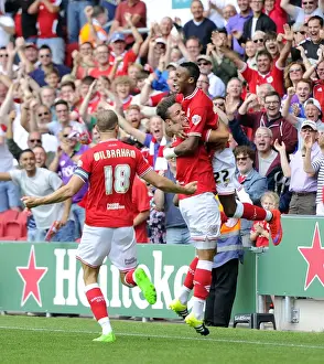 Bristol City V Brentford Prints: Jonathan Kodjia's Epic Goal Celebration: A Thriller from Ashton Gate (Bristol City vs Brentford)