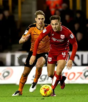 Wolverhampton Wanderers V Bristol City Prints: Josh Brownhill Dashes Past David Edwards: Wolverhampton Wanderers vs