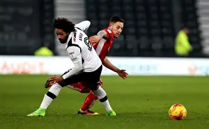 Derby County V Bristol City Prints: Josh Brownhill Outmaneuvers Ikechi Anya: Derby County vs