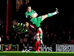 Bristol City V Scunthorpe United Prints: Josh Lillis Claims the Ball: A Pivotal Moment in the 2010 Championship Match between Bristol City and Scunthorpe United