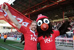 Title Prints: Joyous Goal: Scott Wagstaff and Scrumpy the Robin's Euphoric Celebration at Ashton Gate