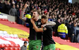 Jubilant Moment: Aden Flint and Nathan Baker's Euphoric Celebration after Bristol City's Win at Nottingham Forest (2016)
