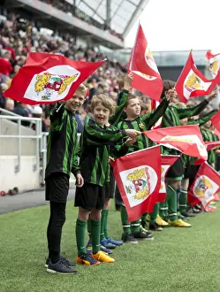 Bristol City V Birmingham City Prints: Junior Footballers Wave Flags at Ashton Gate: Bristol City vs
