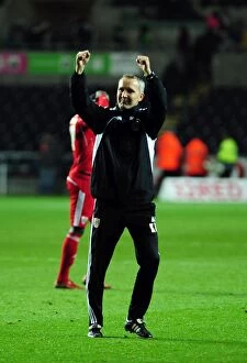 Images Dated 10th November 2010: Keith Milen's Championship Triumph: Celebrating with Bristol City at Swansea City's Liberty