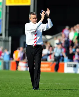 Scunthorpe Utd V Bristol City Prints: Keith Millen Applauds Bristol City Fans at Scunthorpe United: 17-04-2010