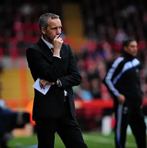 Bristol City V Newcastle Utd Prints: Keith Millen and Bristol City Face Off Against Newcastle United in Championship Clash at Ashton Gate