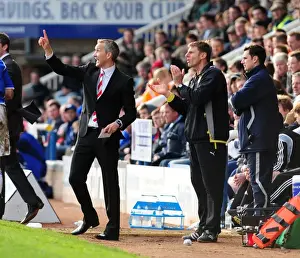 Peterborough V Bristol City Prints: Keith Millen Rallies Bristol City in Championship Showdown at Peterborough, March 2010