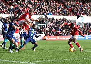 Bristol City V Hull City Prints: Kieran Agard Scores Dramatic Goal Past Nathan Baker in Bristol City vs Hull City Match