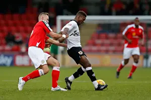 Crewe V Bristol City Prints: Kieran Agard vs George Ray: Intense Battle in Crewe Alexandra vs Bristol City Football Match