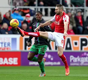 Framed Print : Kieran Agard vs Kirk Broadfoot Clash: Rotherham United vs Bristol City, Sky Bet Championship, 2015