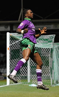 Images Dated 10th March 2015: Kieran Agard's Goal Celebration: Yeovil Town vs. Bristol City, Sky Bet League One (March 10, 2015)