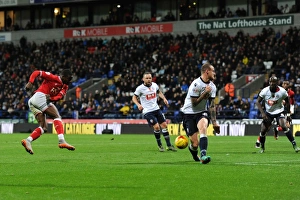 Framed Print : Kieran Agard's Shot for Bristol City Against Bolton Wanderers, Sky Bet Championship, 2015