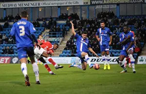 Gillingham V Bristol City Prints: Kieran Agard's Shot: Bristol City's FA Cup Attack at Gillingham's Priestfield Stadium (Nov 2014)