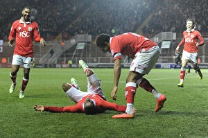 Images Dated 17th February 2015: Kieran Agard's Thrilling Goal Celebration: Bristol City vs. Peterborough United in Sky Bet League