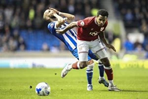 Images Dated 20th October 2015: Korey Smith Clashes with Bruno Saltor: Intense Moment from Brighton vs