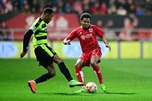 Images Dated 17th March 2017: Korey Smith Tackles for Bristol City Against Huddersfield Town, Sky Bet Championship 2017
