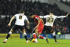 Images Dated 15th December 2015: Korey Smith vs Thomas Ince: Intense Battle in Derby County vs Bristol City Championship Clash