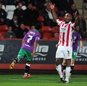 Images Dated 8th October 2014: Korey Smith's Double: Bristol City's Victory Over Cheltenham Town in Johnstone's Paint Trophy
