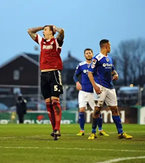 Oldham V Bristol City Prints: Last-Minute Drama: Aden Flint's Threat Against Oldham Athletic in Sky Bet League One