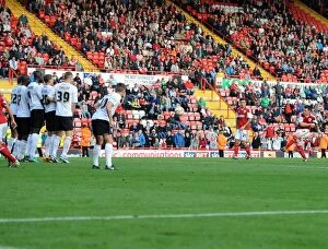 Images Dated 28th September 2013: Last-Minute Drama: Nicky Shorey's Free Kick Thwarted at Ashton Gate