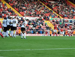 Bristol City V Colchester United Prints: Last-Minute Drama: Nicky Shorey's Free Kick Thwarted at Ashton Gate