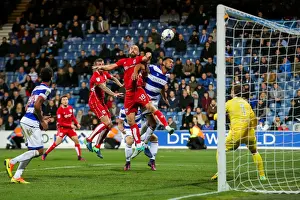 Loftus Road Prints: Late-Game Drama: Wilbraham's Headed Effort Goes Over the Bar (QPR v Bristol City)
