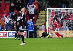 Crewe V Bristol City Prints: Late Penalty Drama: Bryon Moore Celebrates for Crewe Against Bristol City