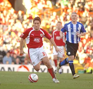 Bristol City V Sheffield Wednesday Prints: Lee Johnson in Action: Bristol City vs Sheffield Wednesday