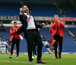 Framed Print : Lee Johnson's Celebration: Bristol City's Championship Victory at Blackburn Rovers (23rd April 2016)