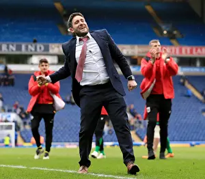 Framed Print : Lee Johnson's Promotion Celebration: Bristol City Secures Championship Win over Blackburn Rovers
