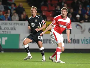 Charlton Athletic V Bristol City Prints: Lee Trundle shoots past Charlton defender Martin Cranie