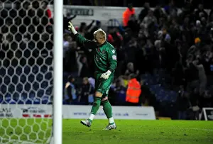 Leeds United's Kasper Schmeichel Celebrates Goal vs. Bristol City (13-11-2010)