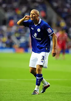Leicester City V Bristol City Prints: Leicester City's Paul Konchesky Argues with Referee Assistant during Leicester City v Bristol City Championship