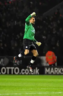 Leicester City V Bristol City Prints: Leicester City's Ricardo Celebrates Opening Goal vs