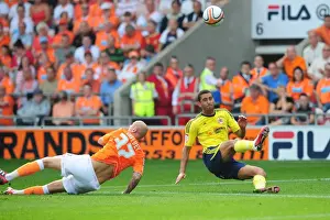 Blackpool V Bristol City Prints: Lewin Nyatanga Outmuscles Jonjo Shelvey in League Cup Clash: Blackpool vs