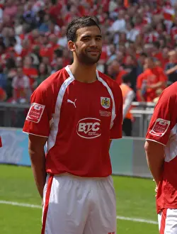 Play Off Final Prints: Liam Fontaine's Euphoric Moment: Celebrating Promotion to Championship with Bristol City
