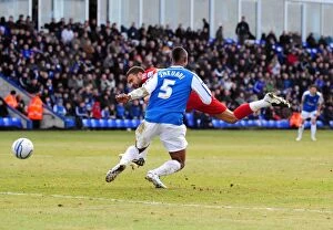 Images Dated 18th February 2012: Liam Fontaine's Near-Miss: A Thrilling Moment from Peterborough United vs