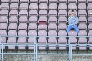 Images Dated 11th August 2013: Lone Coventry Fan Amidst the Crowds of Sixfields Stadium during Coventry V Bristol City Match