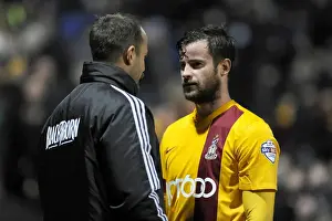 Bradford City V Bristol City Prints: Louis Carey Consoles Matthew Bates After Bradford City vs. Bristol City Match, 2014