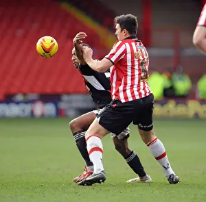 Sheffield United V Bristol City Prints: Maguire vs Barnett: Intense Battle for the Ball in Sheffield United vs