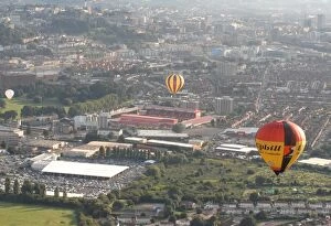 Images Dated 10th August 2007: Majestic Hot Air Balloons Over Ashton Gate: Bristol City Football Club Stadium