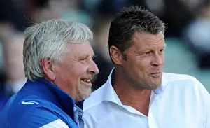 Yeovil Town V Bristol City Prints: Managerial Chat: Steve Cotterill and Paul Sturrock Before Yeovil Town vs. Bristol City