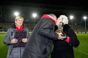 Images Dated 23rd February 2016: Marina Dolman Honors Brian Tinnion at Half Time: Bristol City vs Brighton & Hove Albion, 2016