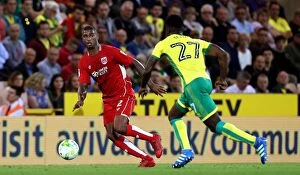 Images Dated 16th August 2016: Mark Little Charges Forward: Norwich City vs. Bristol City Championship Clash, August 2016