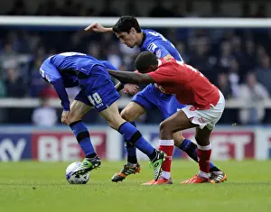 Rochdale V Bristol City Prints: Mark Little vs. Ian Henderson: Intense Moment in Rochdale vs