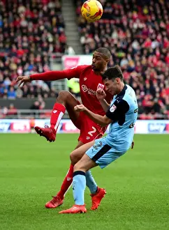 Bristol City V Rotherham United Prints: Mark Little vs Joe Newell: Intense Battle for Ball in Bristol City vs Rotherham United Championship Clash